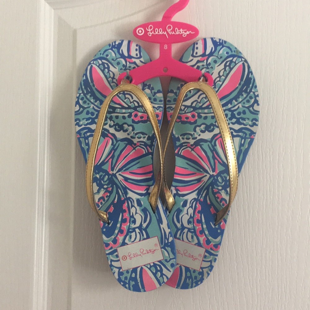Lilly Pulitzer size 8 blue flip flops